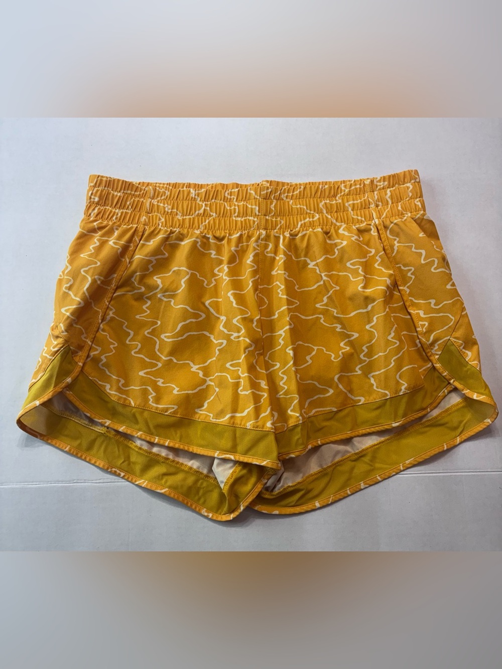 Athleta Yellow Printed Running Shorts